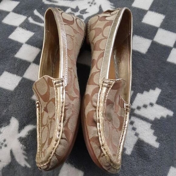 Coach Classic Sheela Canvas Leather Trim Loafer Driving Shoes Size 7 - Picture 2 of 11